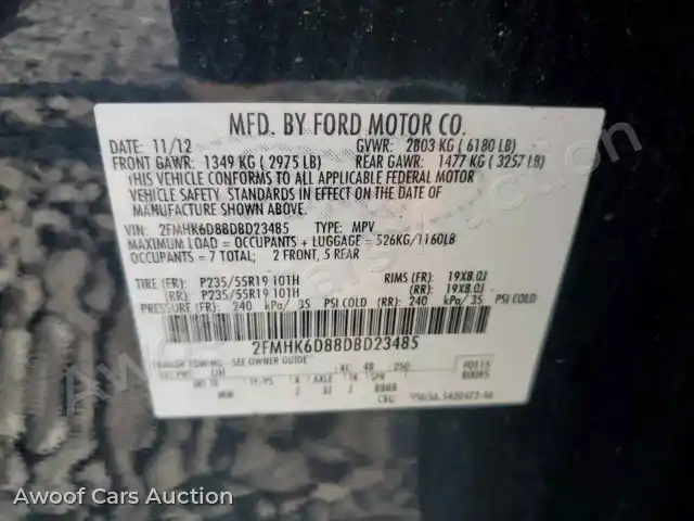 2013 Ford Flex 2FMHK6D88DBD23485 — Copart auction photo 13