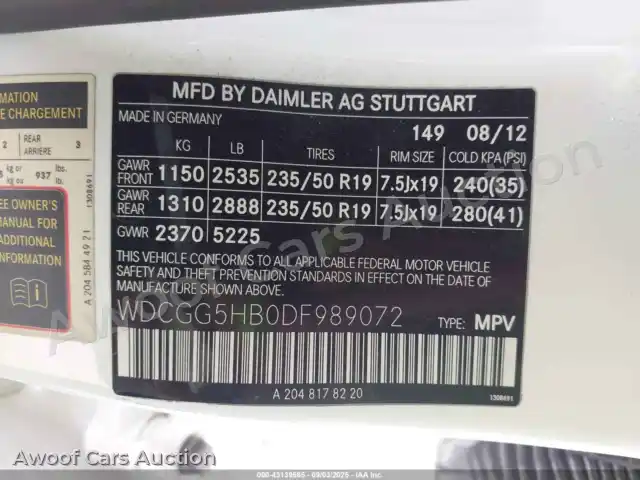 2013 Mercedes-Benz GLK 350 WDCGG5HB0DF989072 — Iaai auction photo 9
