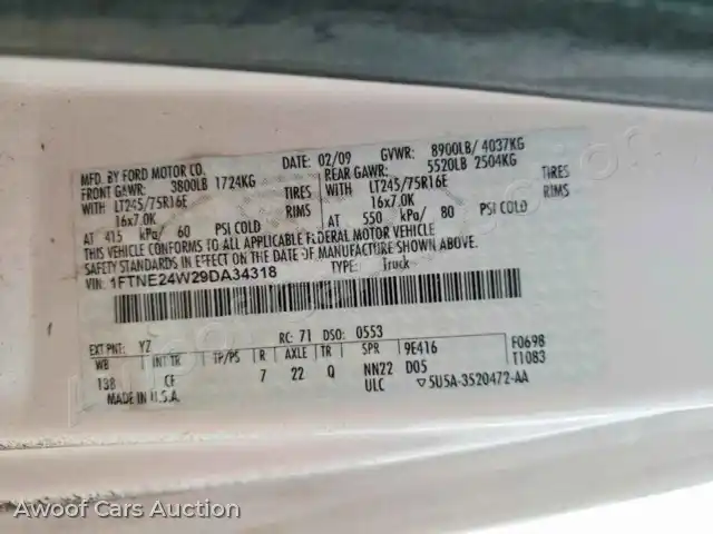 2009 Ford Econoline 1FTNE24W29DA34318 — Copart auction photo 13