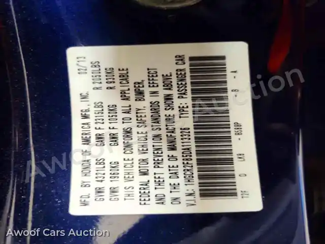 2013 Honda Accord 1HGCR2F85DA113326 — photo 12 de la vente Copart