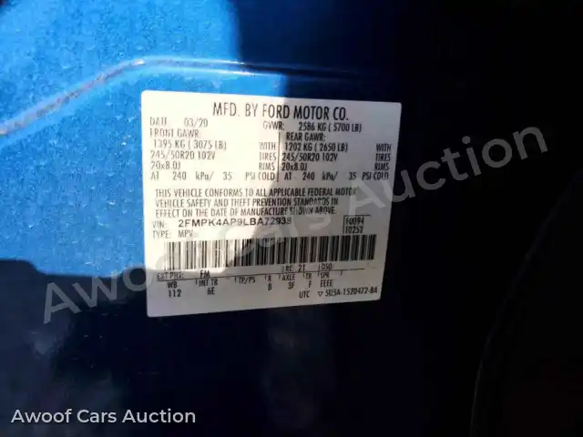 2020 Ford Edge 2FMPK4AP9LBA72938 — photo 13 de la vente Copart