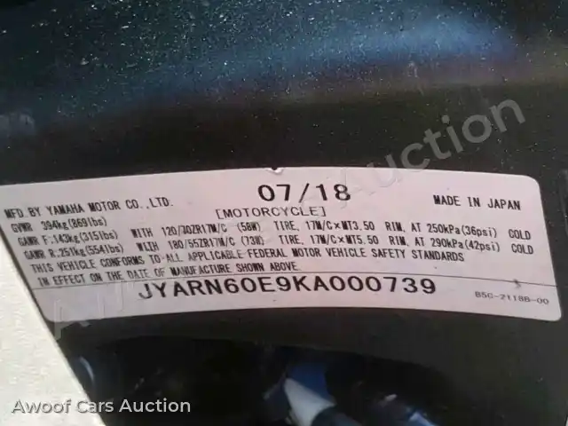2019 Yamaha MTT09 JYARN60E9KA000739 — Copart auction photo 10