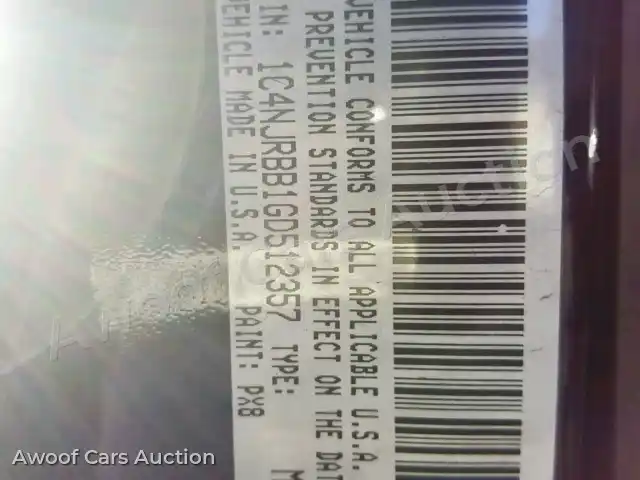 2016 Jeep Patriot Sport 1C4NJRBB1GD512357 — photo 10 de la vente Copart
