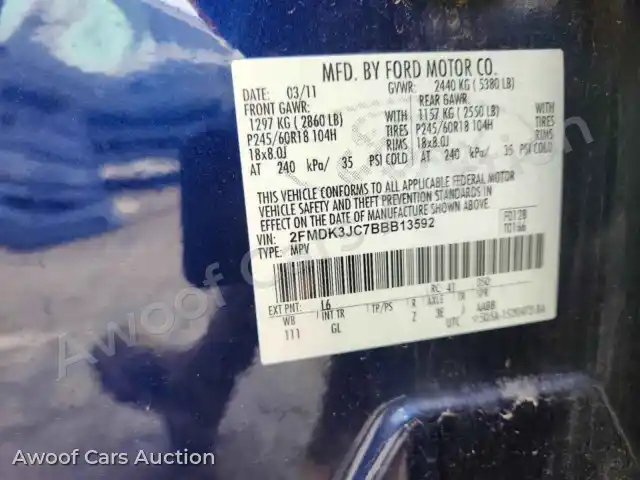 2011 Ford Edge 2FMDK3JC7BBB13592 — Copart auction photo 14