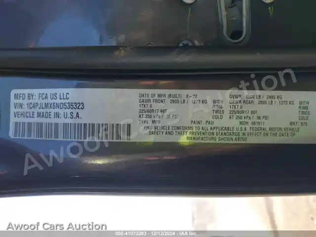 2022 Jeep Cherokee 1C4PJLMX6ND535323 — Iaai auction photo 9