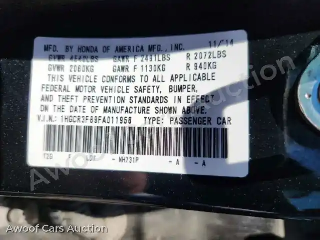 2015 Honda Accord 1HGCR3F89FA011956 — Copart auction photo 13