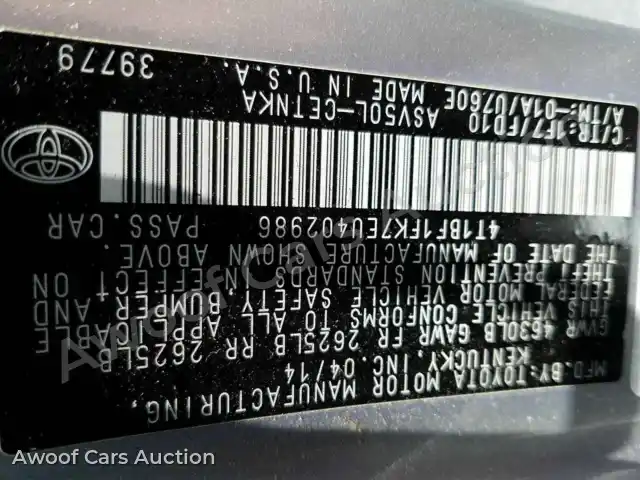 2014 Toyota Camry 4T1BF1FK7EU402986 — Manheim auction photo 6