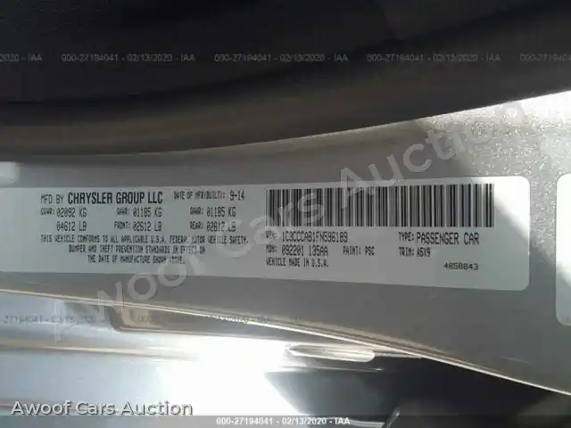2015 Chrysler 200 1C3CCCAB1FN596189 — Iaai auction photo 9