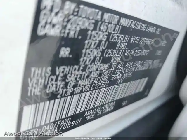 2020 Toyota RAV4 2T3P1RFV6LC125623 — Iaai auction photo 9