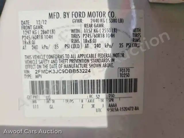 2013 Ford Edge 2FMDK3JC9DBB53224 — Copart auction photo 13