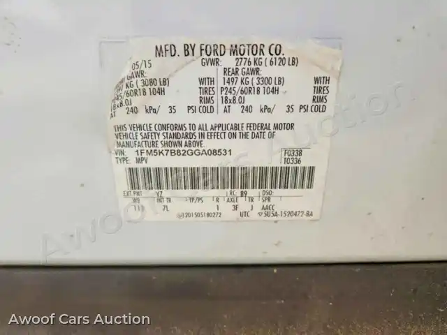 2016 Ford Explorer 1FM5K7B82GGA08531 — Copart auction photo 14