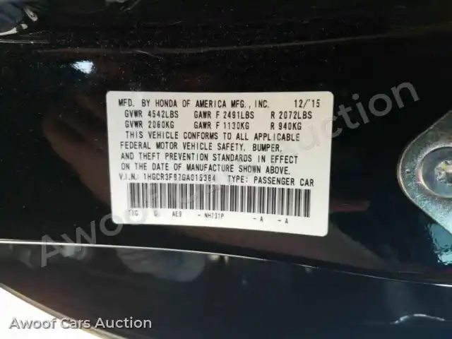 2016 Honda Accord 1HGCR3F97GA015384 — Manheim auction photo 6