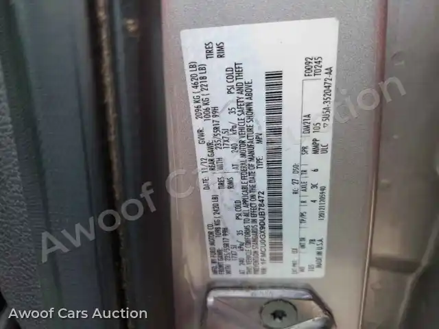 2013 Ford Escape 1FMCU0GX9DUB78472 — Copart auction photo 13