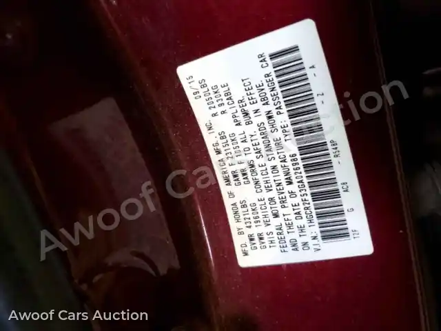 2016 Honda Accord 1HGCR2F53GA026986 — Copart auction photo 12