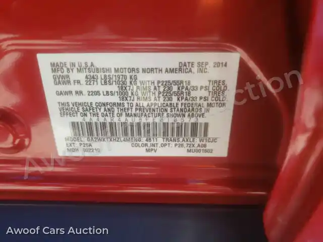 2015 Mitsubishi Outlander 4A4AR4AU8FE010573 — Copart auction photo 10