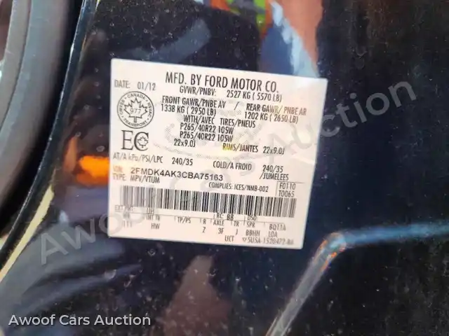 2012 Ford Edge 2FMDK4AK3CBA75163 — Copart auction photo 13