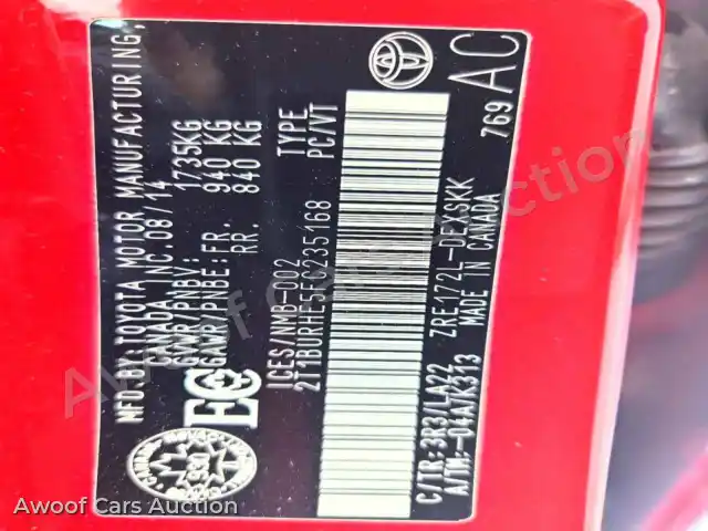 2015 Toyota Corolla 2T1BURHE5FC235168 — Copart auction photo 12