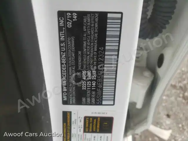 2019 Mercedes-Benz C-Class 55SWF6EB5KU312324 — Copart auction photo 12
