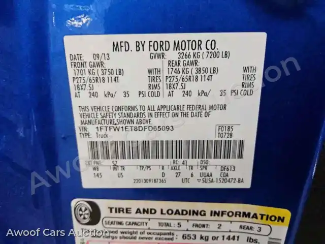 2013 Ford F150 1FTFW1ET8DFD65093 — Copart auction photo 12