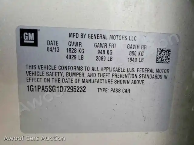 2013 Chevrolet Cruze 1G1PA5SG1D7295232 — Copart auction photo 13
