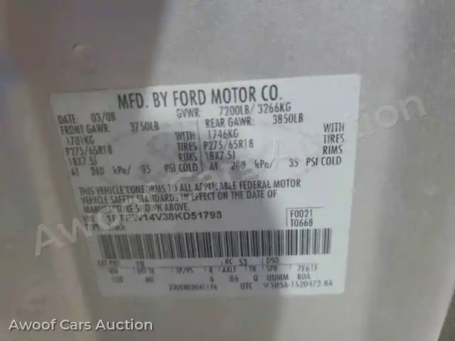 2008 Ford F150 1FTPW14V38KD51798 — Copart auction photo 12