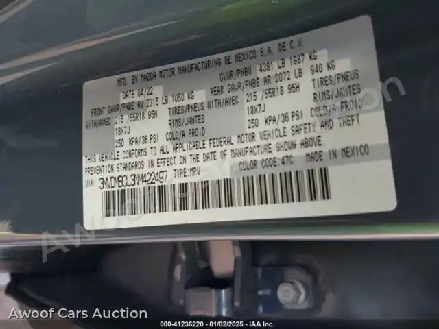 2022 Mazda CX-30 3MVDMBCL3NM422497 — Iaai auction photo 9