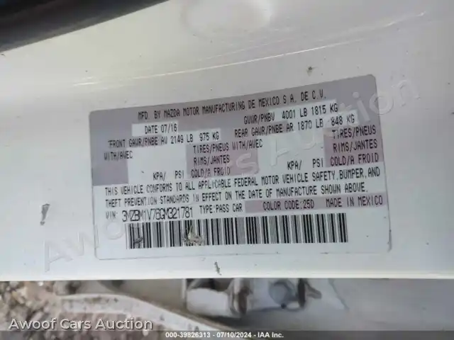 2016 Mazda MAZDA3 3MZBM1V76GM321781 — Iaai auction photo 9