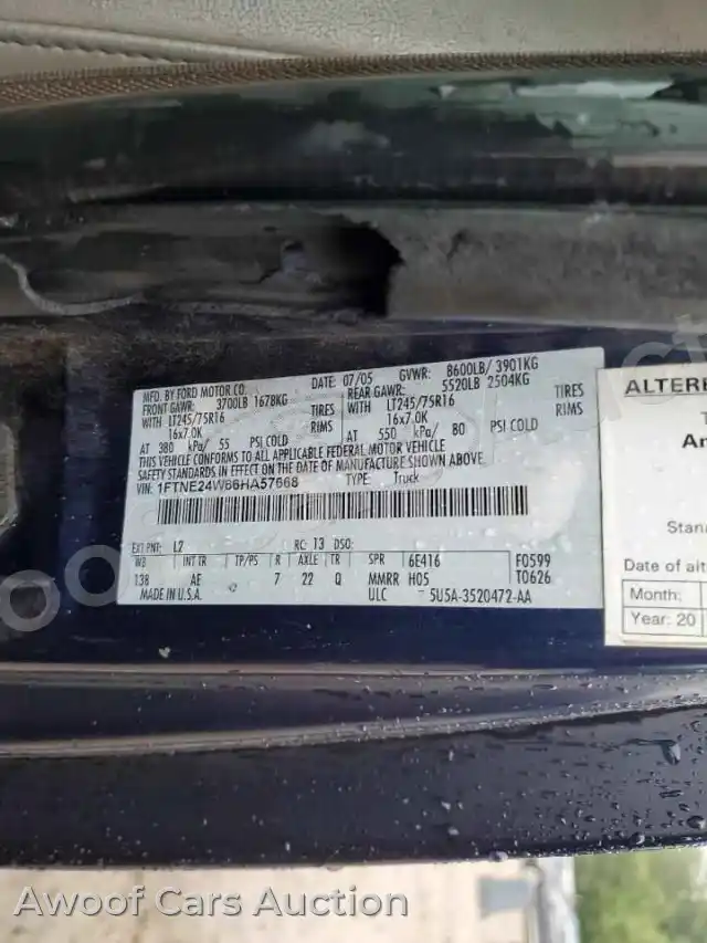 2006 Ford Econoline 1FTNE24W66HA57668 — Copart auction photo 13