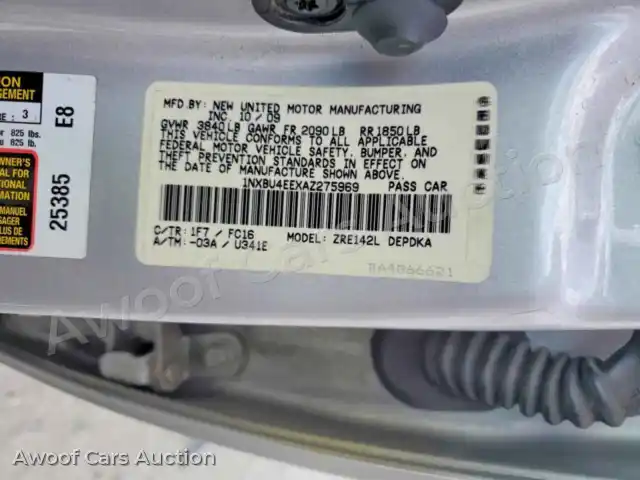 2010 Toyota Corolla 1NXBU4EEXAZ275969 — hoton gwanjo Copart na 12