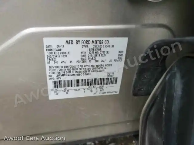 2017 Ford Edge 2FMPK4K98HBC65086 — Copart auction photo 13
