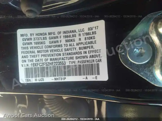 2017 Honda Civic 19XFC2F52HE223563 — Iaai auction photo 9