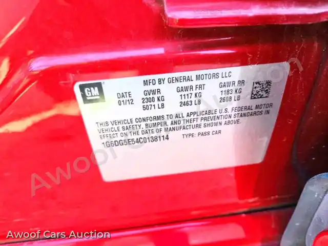 2012 Cadillac CTS 1G6DG5E54C0138114 — Copart auction photo 12