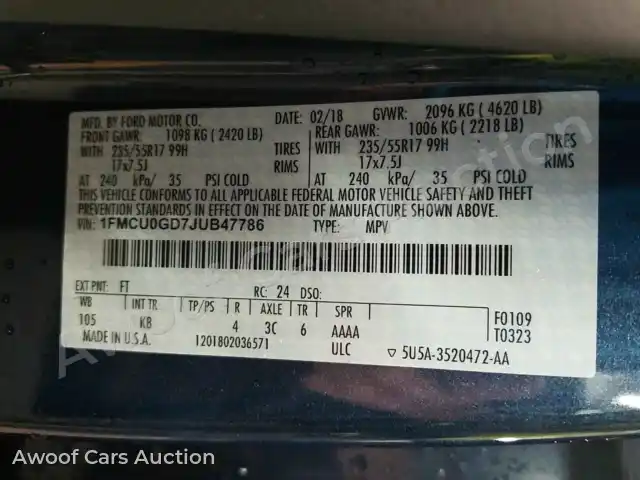 2018 Ford Escape 1FMCU0GD7JUB47786 — Manheim auction photo 6