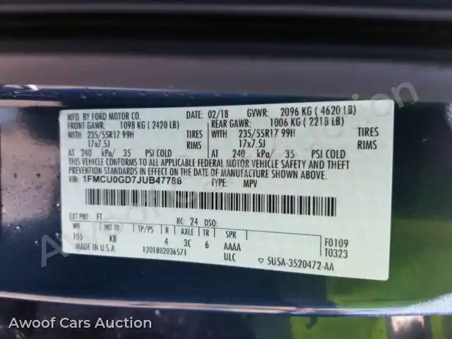 2018 Ford Escape 1FMCU0GD7JUB47786 — Manheim auction photo 6