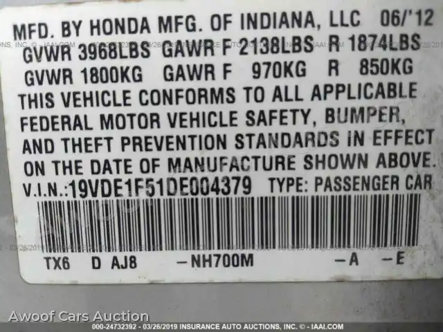 2013 Acura ILX 19VDE1F51DE004379 — Iaai auction photo 9
