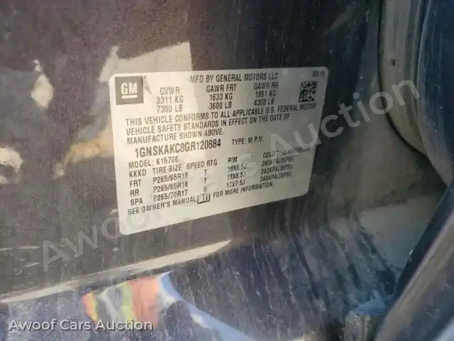 2016 Chevrolet Tahoe 1GNSKAKC8GR120884 — Copart auction photo 13