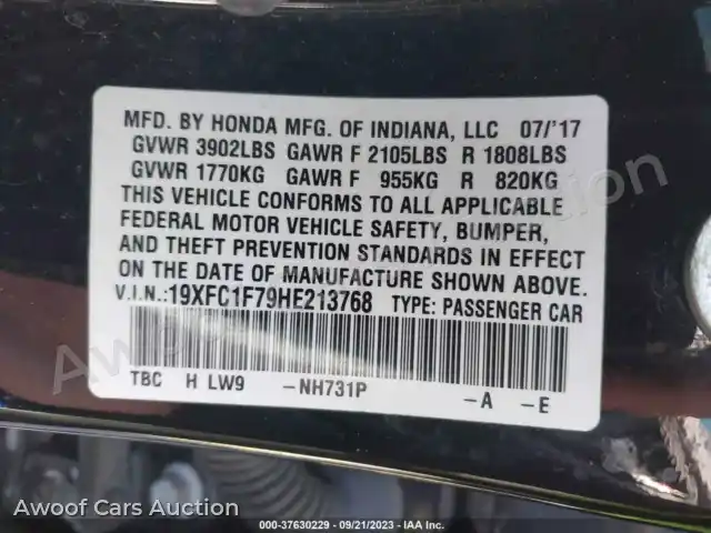 2017 Honda Civic Sedan 19XFC1F79HE213768 — Iaai auction photo 9