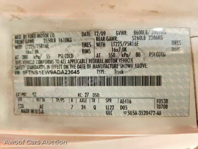 2010 Ford Econoline 1FTNS1EW9ADA23645 — Copart auction photo 13