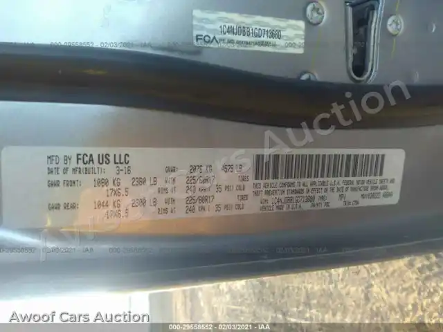 2016 Jeep Compass 1C4NJDBB1GD713680 — Iaai auction photo 9