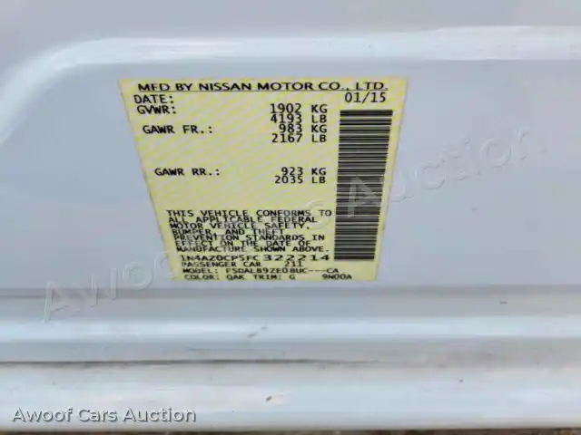2015 Nissan Leaf 1N4AZ0CP5FC322214 — Copart auction photo 12