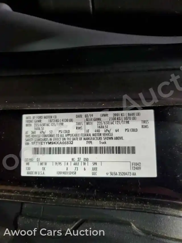 2019 Ford Transit 1FTYE1YM9KKA66832 — Copart auction photo 12