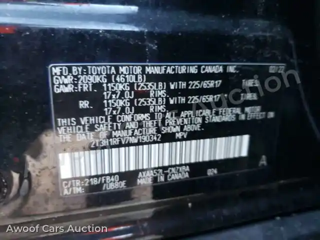 2022 Toyota RAV4 2T3H1RFV7NW190342 — Copart auction photo 14