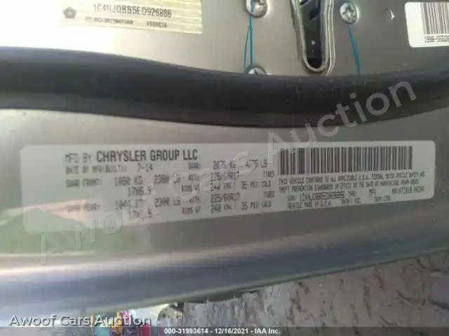 2014 Jeep Compass 1C4NJDBB5ED926886 — hoton gwanjo Iaai na 9