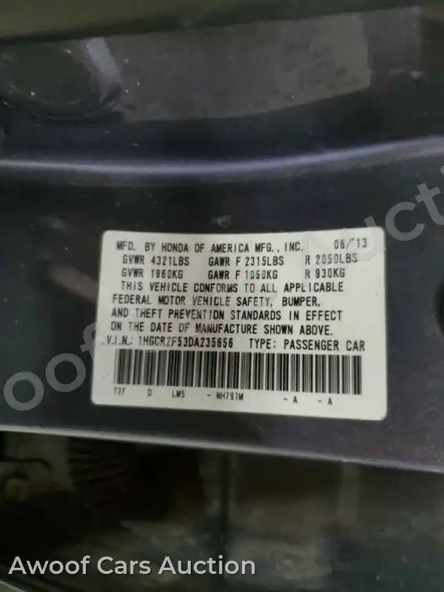 2013 Honda Accord 1HGCR2F53DA235656 — Copart auction photo 12