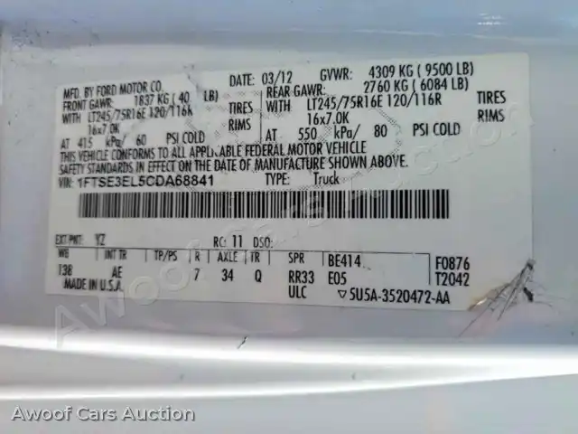2012 Ford Econoline 1FTSE3EL5CDA68841 — photo 13 de la vente Copart