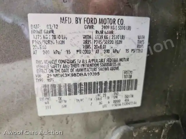 2013 Ford Edge 2FMDK3K98DBA10395 — Copart auction photo 12