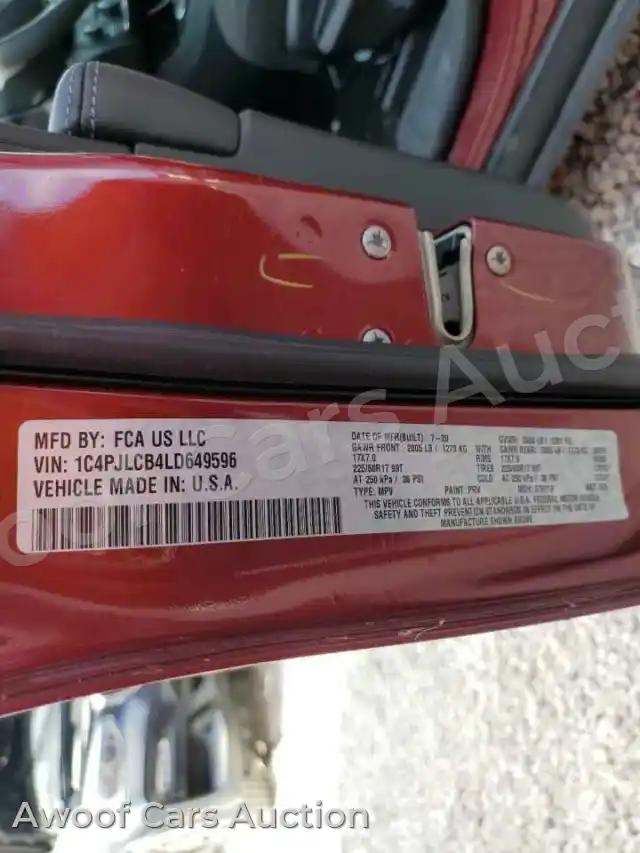 2020 Jeep Grand Cherokee 1C4PJLCB4LD649596 — Copart auction photo 10