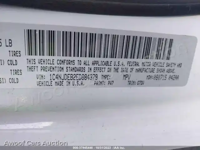 2014 Jeep Compass 1C4NJDEB2ED884379 — Iaai auction photo 9