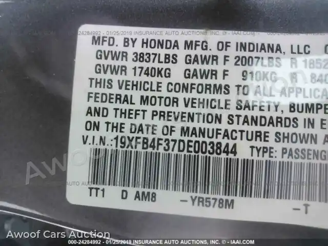 2013 Honda Civic 19XFB4F37DE003844 — Iaai auction photo 9