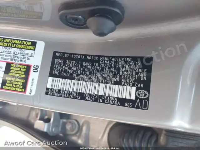 2015 Toyota Corolla 2T1BURHE5FC415198 — Iaai auction photo 9